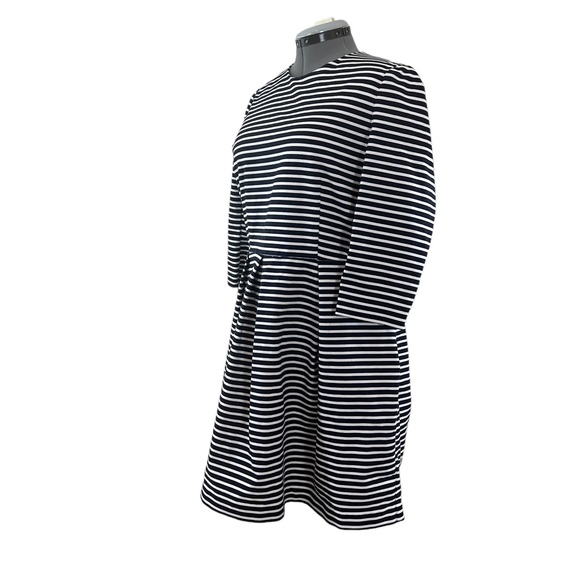 GAP Ponte Knit Blue/White Striped 3/4 Sleeve Dress Pockets Womens Size 18 - Picture 2 of 7